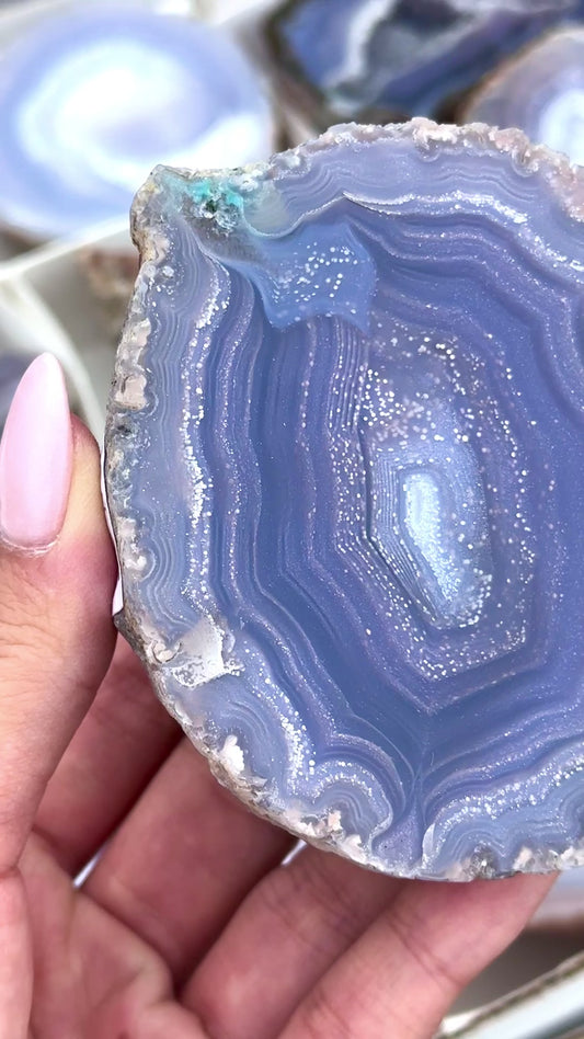 starry night agate geode polished