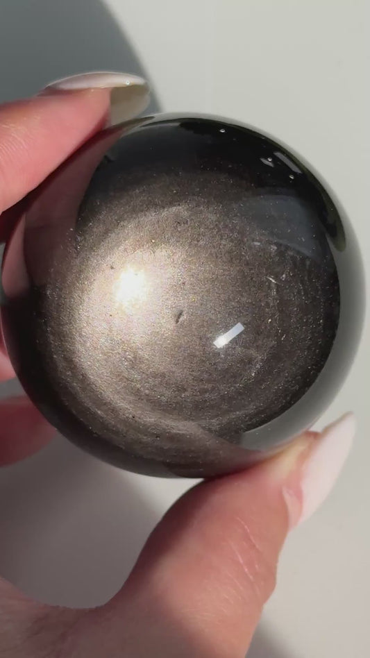 Silver Obsidian Sphere #07
