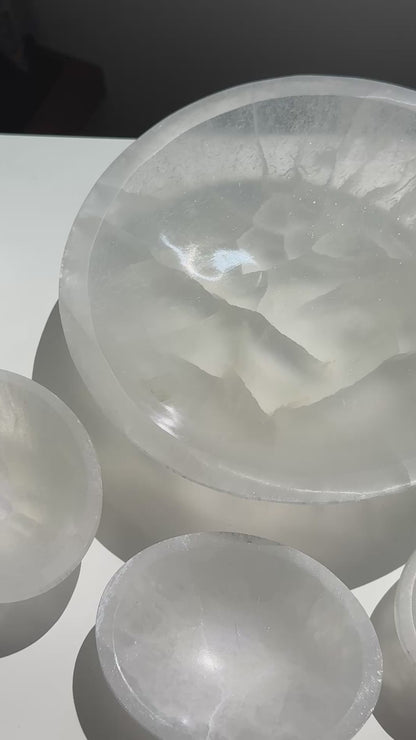 Selenite Round Bowls 8”