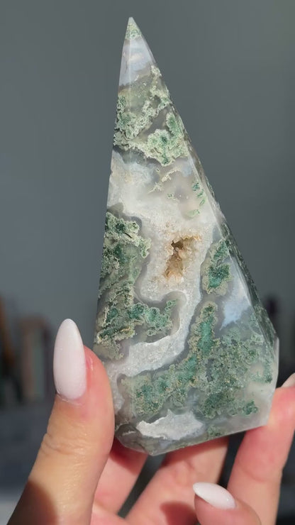 Moss Agate Diamond Tower #1