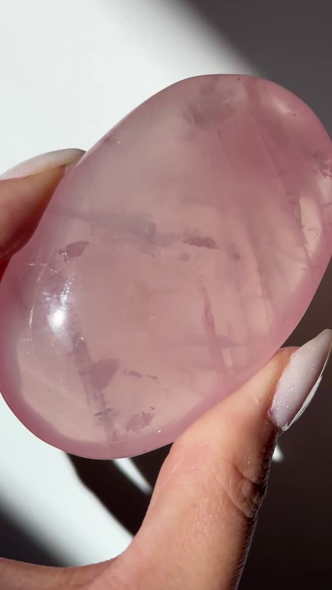 dark pink rose quartz palm asterism crystals