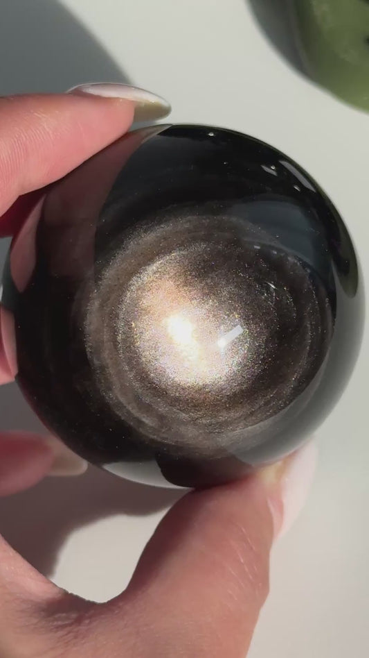 Silver Obsidian Sphere #11
