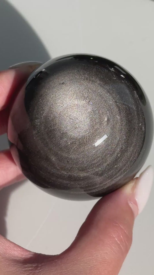 Silver Obsidian Sphere #04