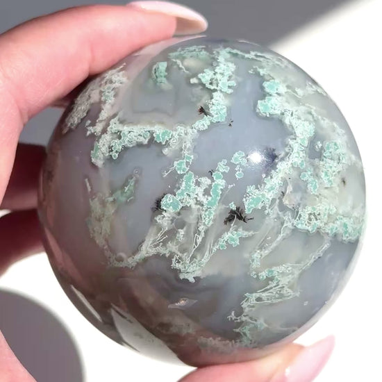 moss agate sphere green crystal sphere