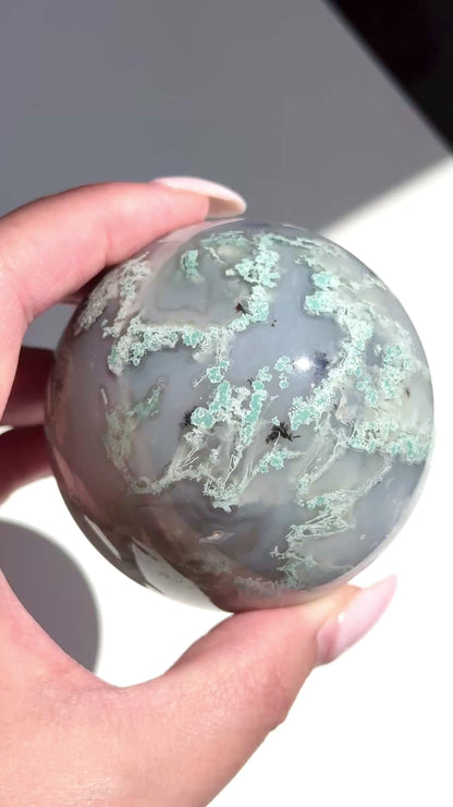 moss agate sphere green crystal sphere