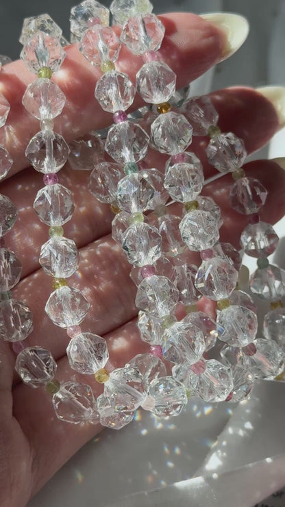 Faceted Clear Quartz w/ Tourmaline Bracelets