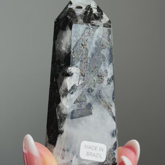 TOURMALINE IN QUARTZ CRYSTAL TOWER