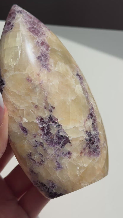 Yellow Calcite w/ Anhydrite Flame #1