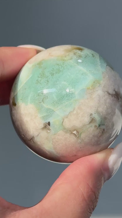 Green Flower Agate Sphere #7