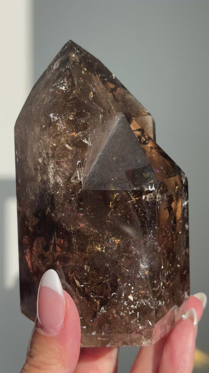 Smoky Quartz Semi-Polished Double Point Tower (EXTRA GRADE)