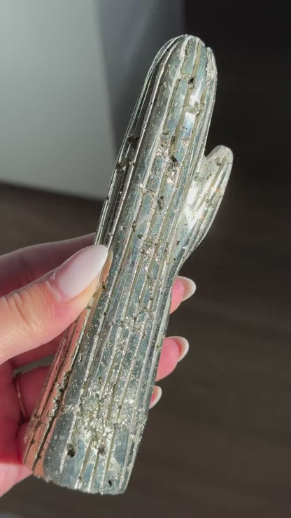 Pyrite Cactus L Carving #4