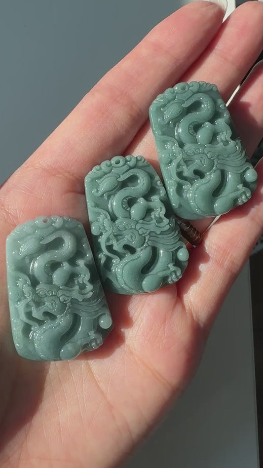 Jadeite Jade Dragon Pendants