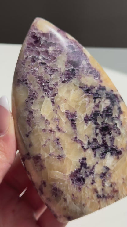 Yellow Calcite w/ Anhydrite Flame #2