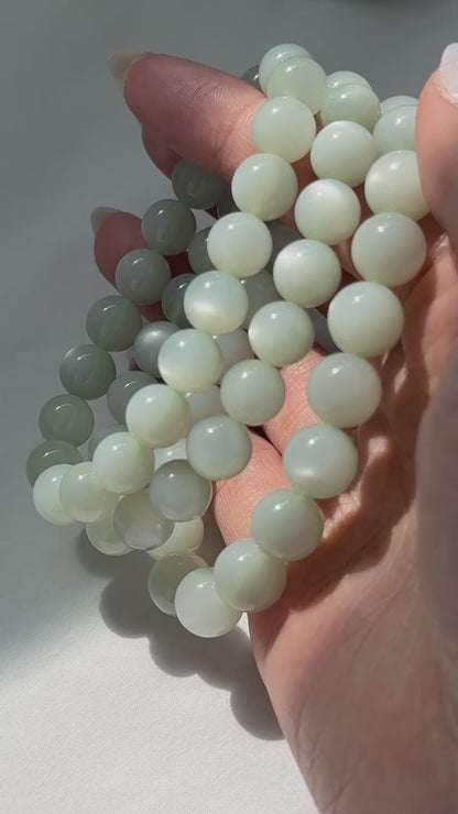 Silky Green Moonstone Bracelets (various bead sizes)