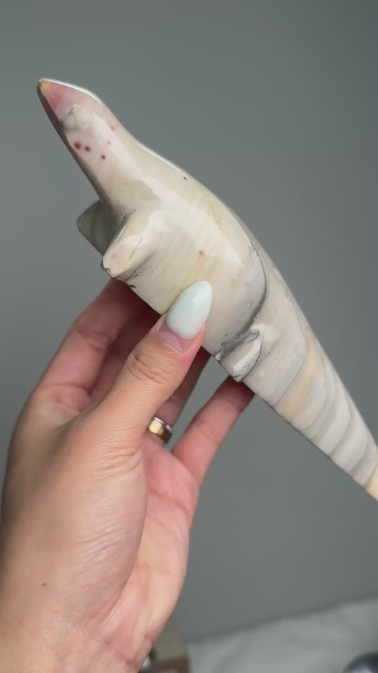 Polychrome Lizard Carving