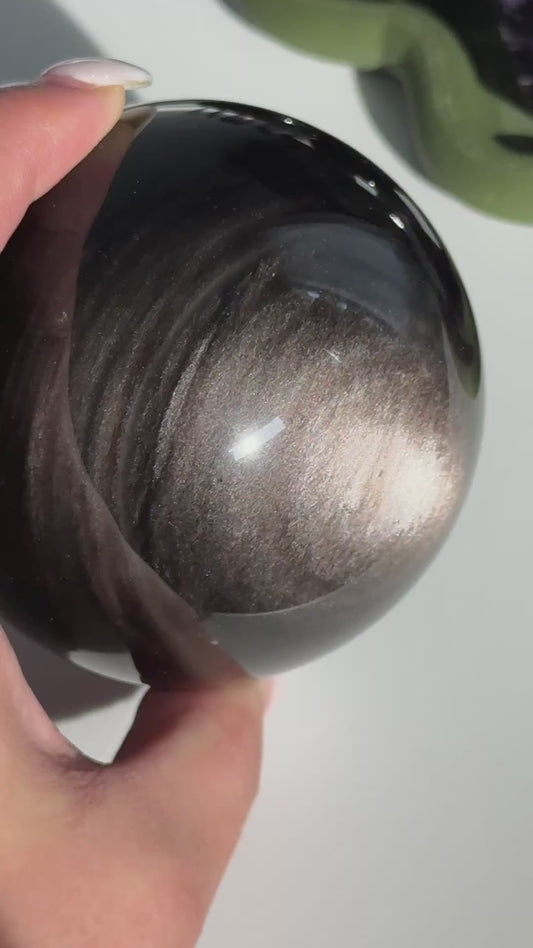 Silver Obsidian Sphere #15