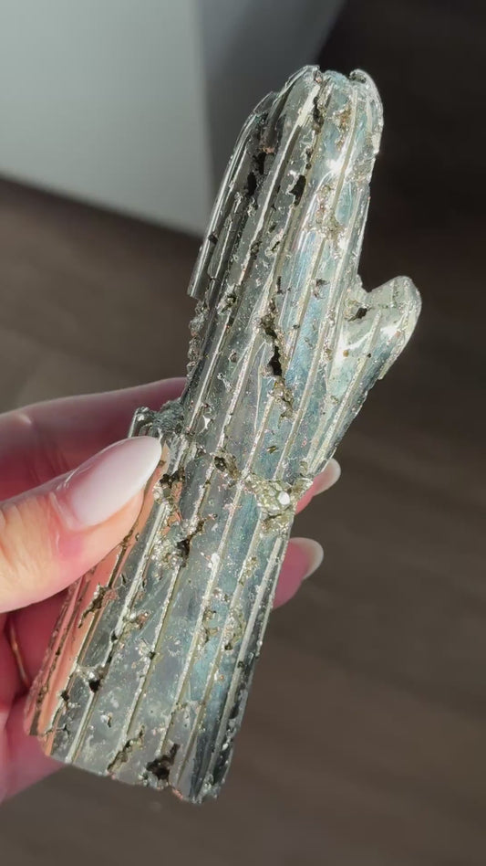 Pyrite Cactus L Carving #2
