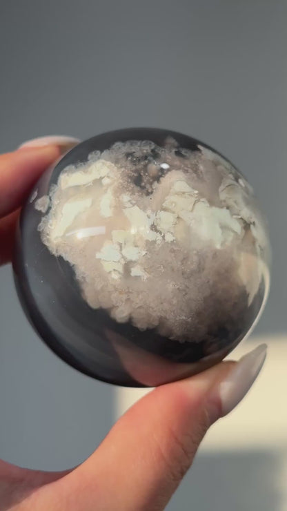 Black Flower Agate Sphere #6