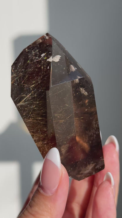 HQ Smoky Quartz Rutile Freeform Tower #3