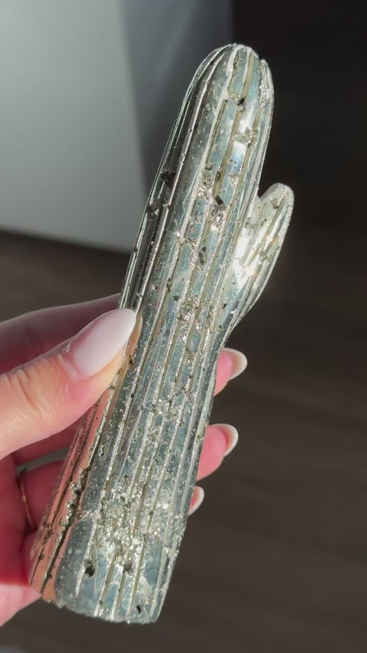 Pyrite Cactus L Carving #4