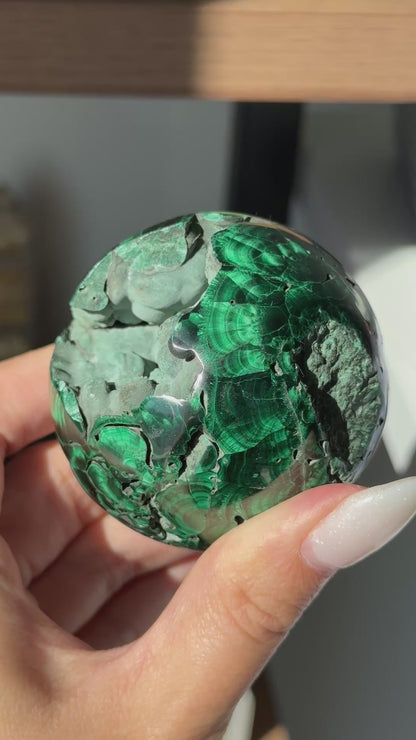 Chatoyant Malachite Sphere #2