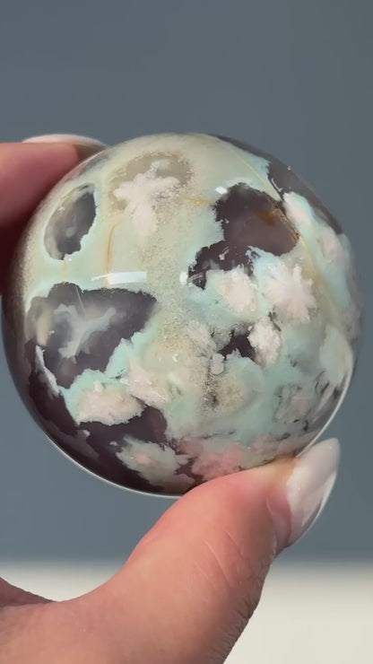 Green Flower Agate Sphere #8