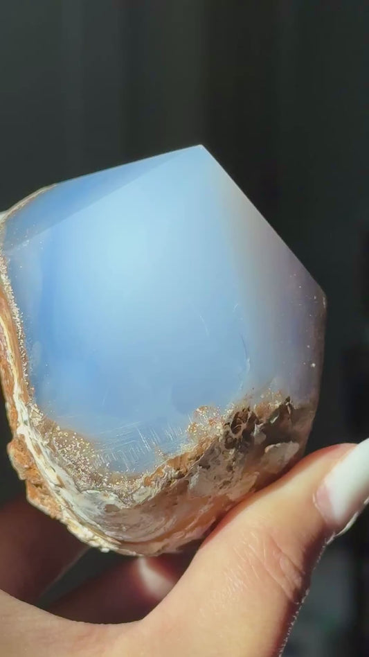 Blue Chalcedony Half Polished Point #2