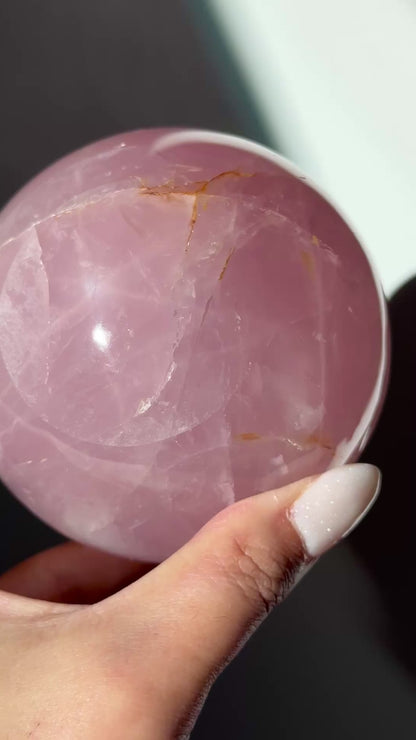 Star Rose Quartz Golden Healer Sphere #8