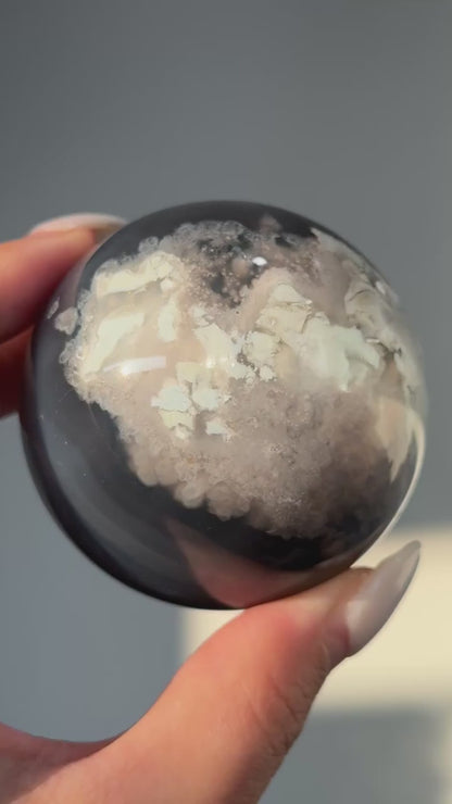 Black Flower Agate Sphere #6