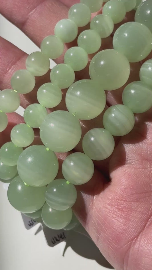 HQ Banded Green Calcite Bracelets (various bead sizes)