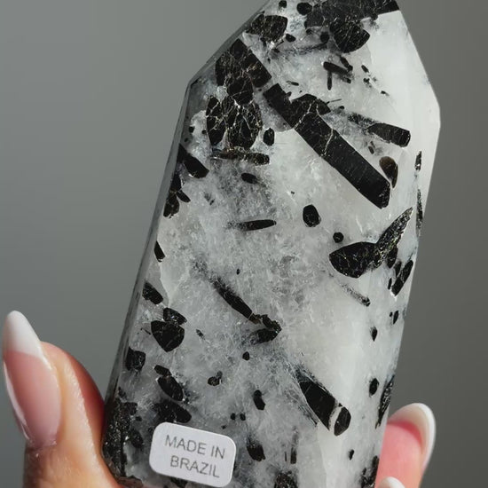 TOURMALINE IN QUARTZ CRYSTAL TOWER