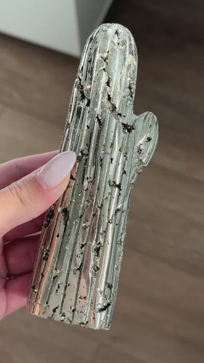 Pyrite Cactus L Carving #1