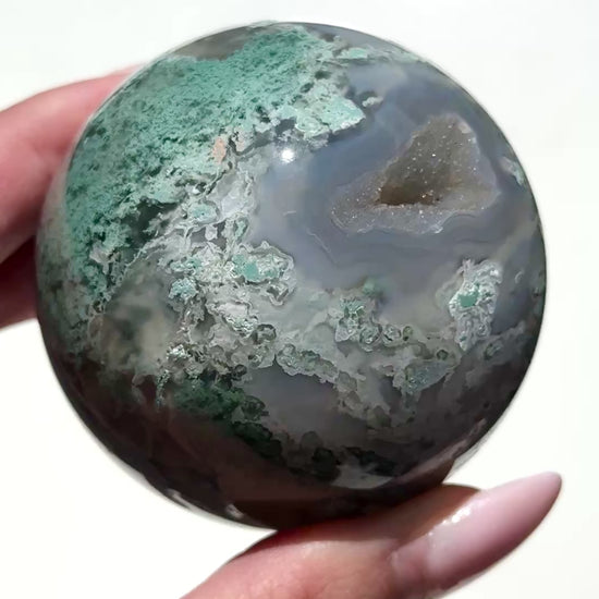 moss agate sphere green crystal sphere