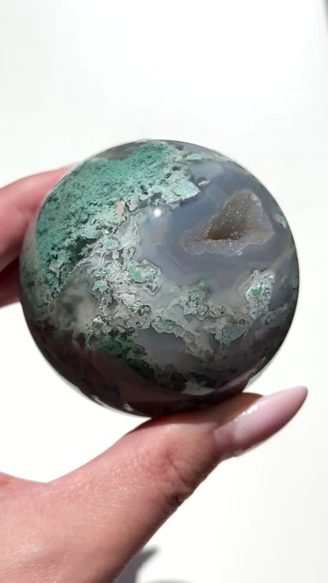 moss agate sphere green crystal sphere