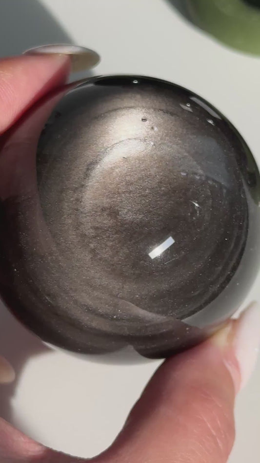 Silver Obsidian Sphere #09