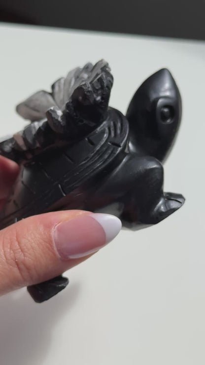 Chrysanthemum Stone Turtle Carving #1