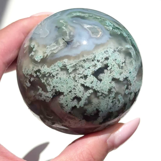 moss agate sphere green crystal sphere