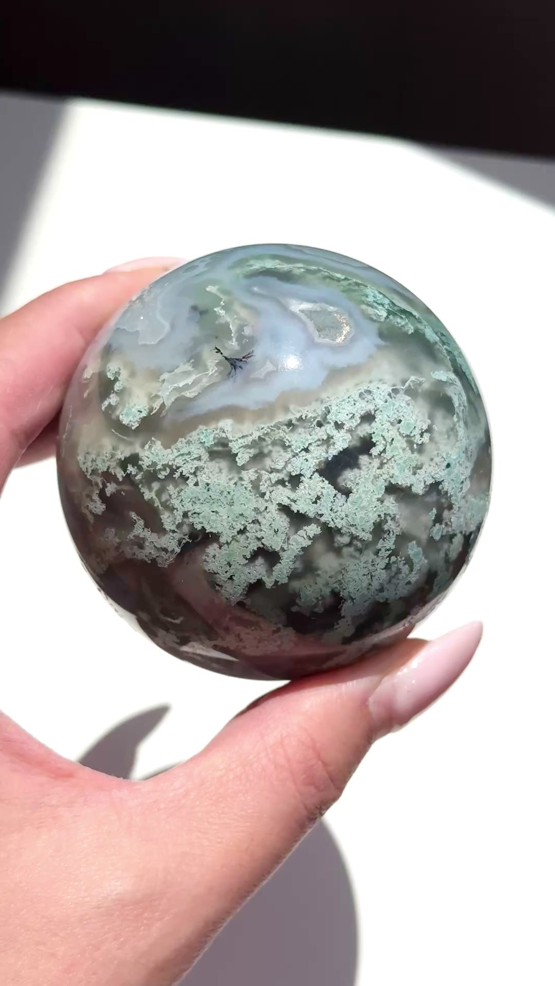 moss agate sphere green crystal sphere