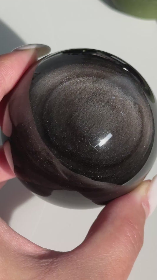 Silver Obsidian Sphere #02